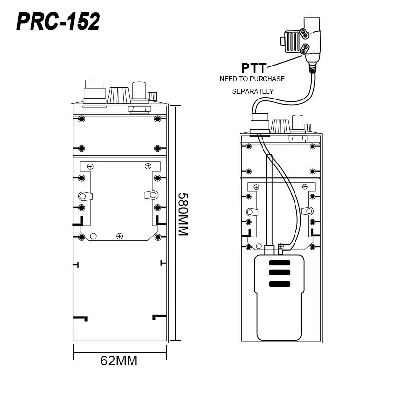 WADSN PRC-148/152 Talkie Walkie Folding Antenna Package Dummy Model Communication Case Non-functional Radio Box Interphone Shell