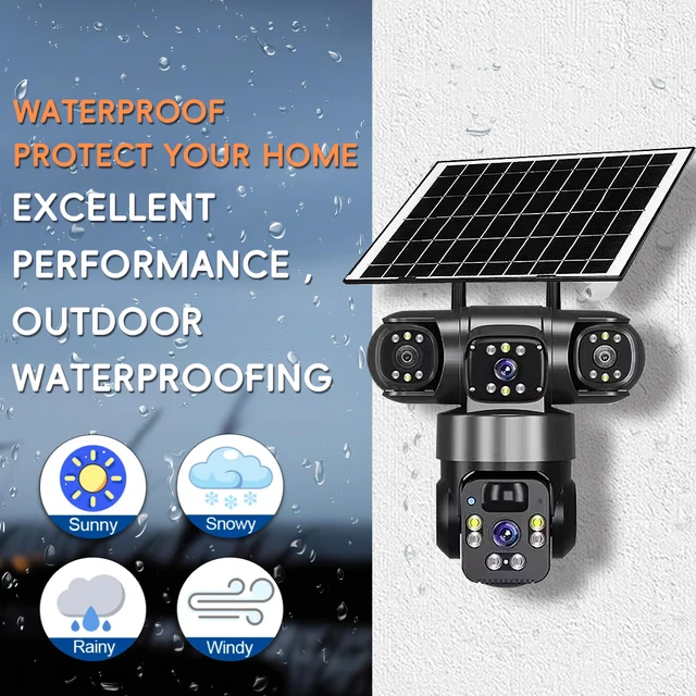 AIOOK 4G Solar Camera HD 12MP Outdoor CCTV Waterproof Night Vision Two-Way Intercom V380 PRO Camera Mobile Tracking  IP Camera 4