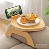 Sofa Tray Table Armrest Clip-On Tray Natural Bamboo Practical TV Snack Tea Tray for Remote Control Coffee Snacks 6