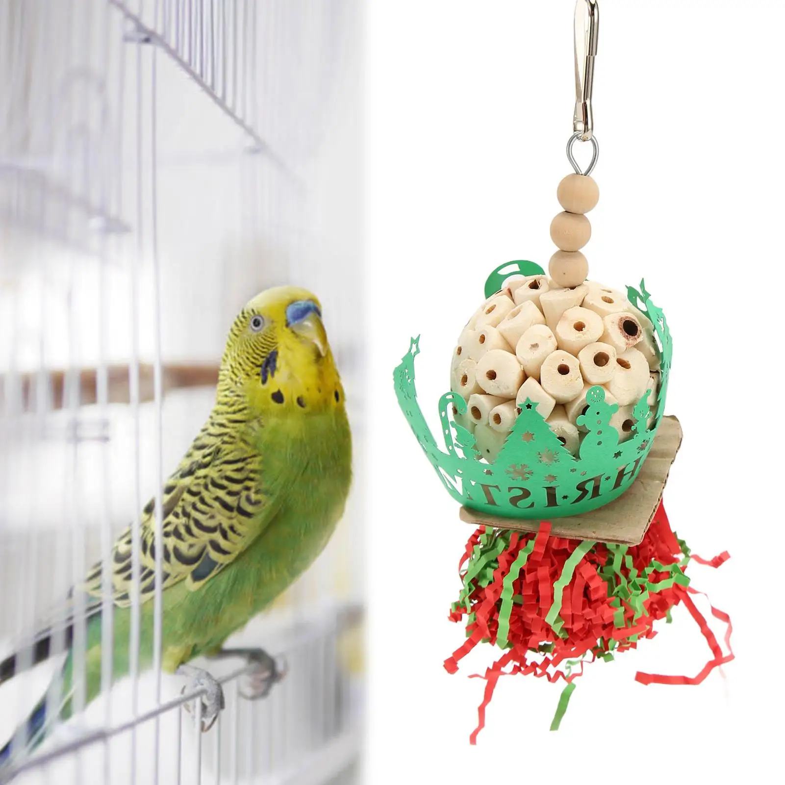 Brightly Colored Sola Balls for Cockatiels-Safe Foraging Shredding Toys for Bird Cages, Perfect Christmas Decor!