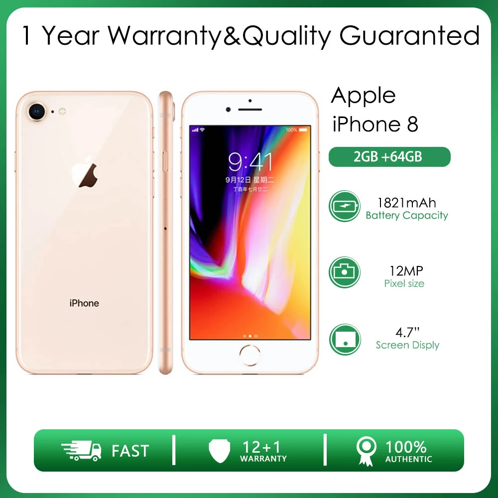 Original Unlocked Apple Iphone 8 Hexacore One Sim 2gb Ram 64/256gb Rom