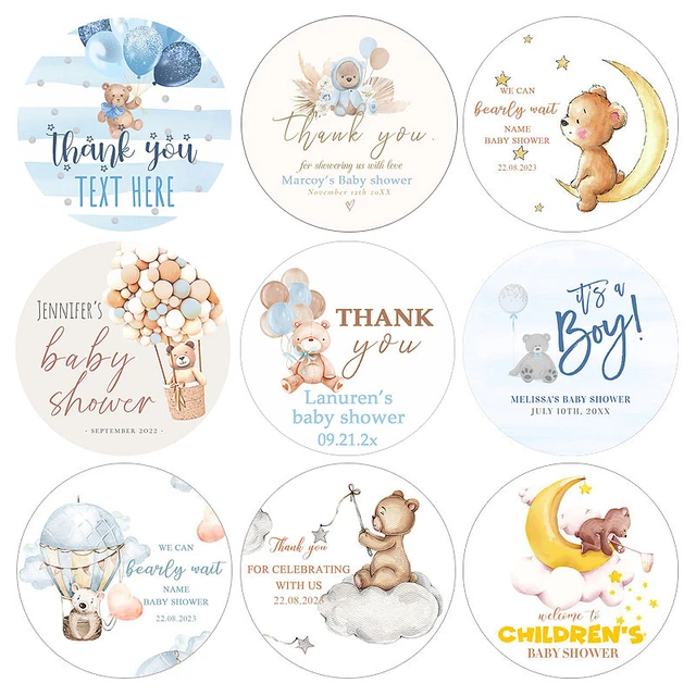 Custom Baby Shower Stickers Newborn Baby Boy Girl Birthday Baptism Label  Stickers Personalized Name Date Cute