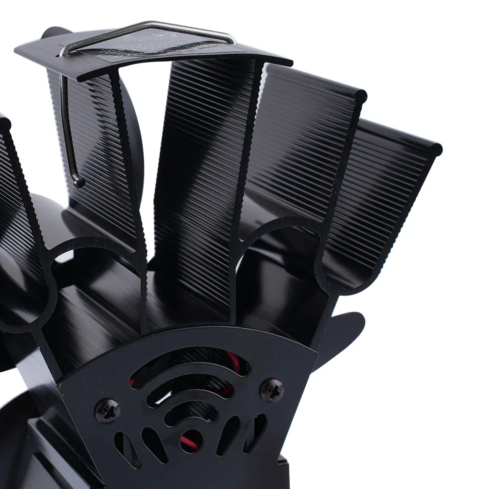 

Cooling Fireplace Fan Thermal Power Fan 7 Blade Aluminum Black Eco Friendly Quiet Environmental Log Wood Burner