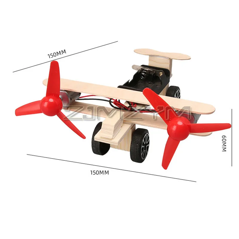 Double Propeller Glider DIY Science Project Kit Multifunctional Electric Physics Educational Kit Handmade Wood Plastic Model