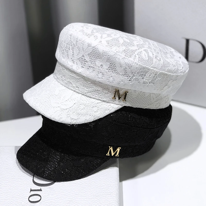 Ladies Summer Lace Flat Octagonal Hat Japanese Street Hollow British Retro Style Beret women beret