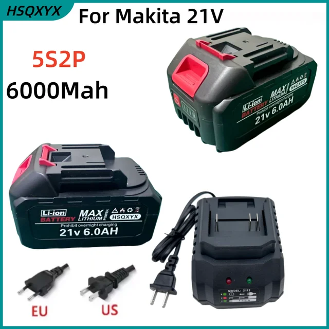 Batterie lithium rechargeable 21V pour outil électrique sans fil Makita 21V, batterie de rechange universelle compatible haute capacité 1
