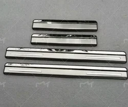 Premium Stainless Steel Door Sill Scuff Plate Guard Protector Trim (Tiguan  logo)