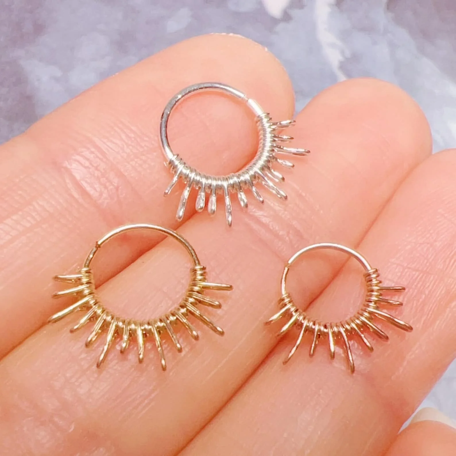 14K 골드필드/ 코링 핸드메이드 피어싱 링 20GA 10mm 후프 주얼리 행어 그릴즈 여성 피어싱 주얼리 선물