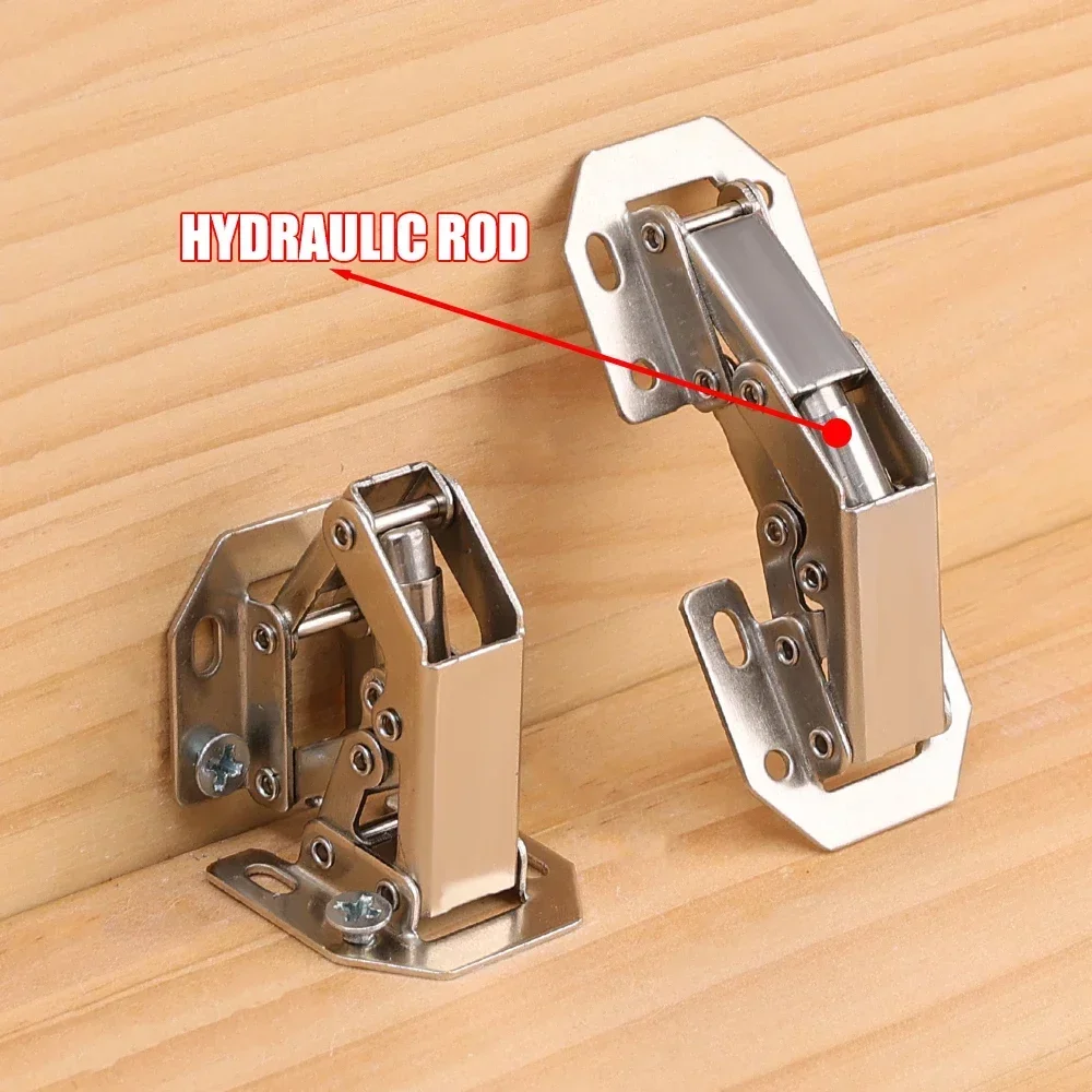 Stainless Steel Cabinet Hinges 90 Degree No-Drilling Soft Close 12-2PCS