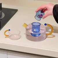 Tasse en verre résistante aux hautes températures contrastées, Filtration de séparation de l'eau et du thé, théière à petites bulles, poêle électrique en céramique 3