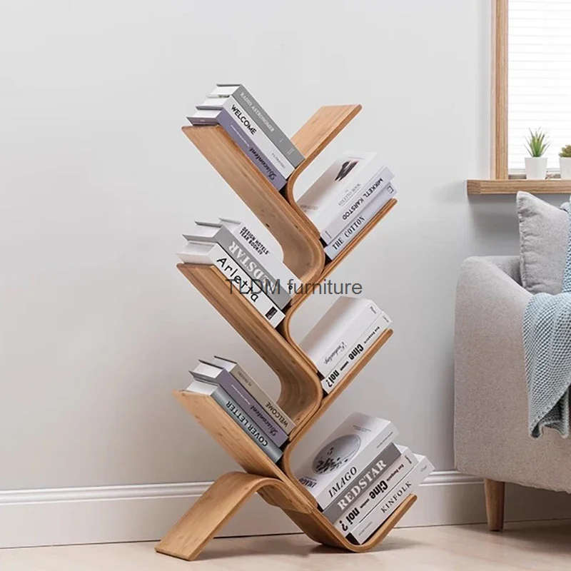 Filing Curved Bookshelf Wooden Decor Corner Industrial Bookshelf Minimalist Bedroom Estante Para Livros Furniture Livingroom