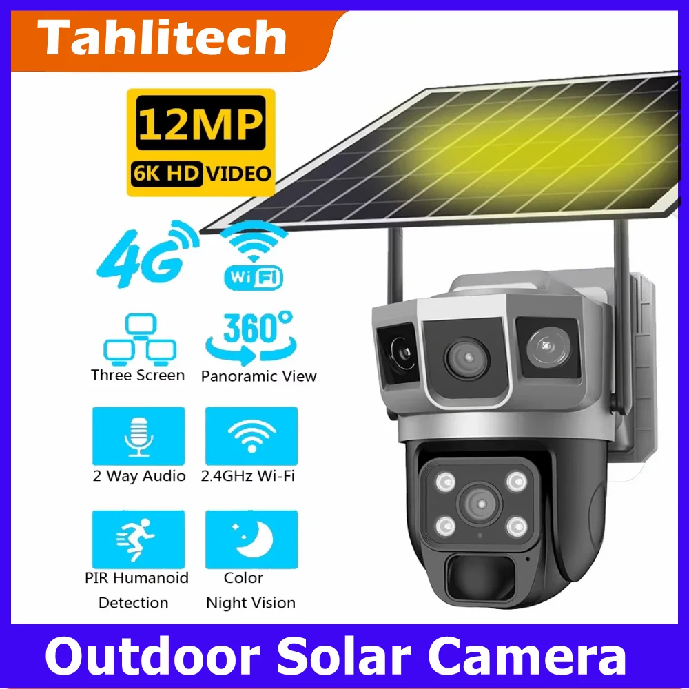 6K 12MP Solar Camera 4G SIM Card WiFi Smart Home Security Protection Outdoor IP Wireless Waterproof Video Surveillance Cameras 1
