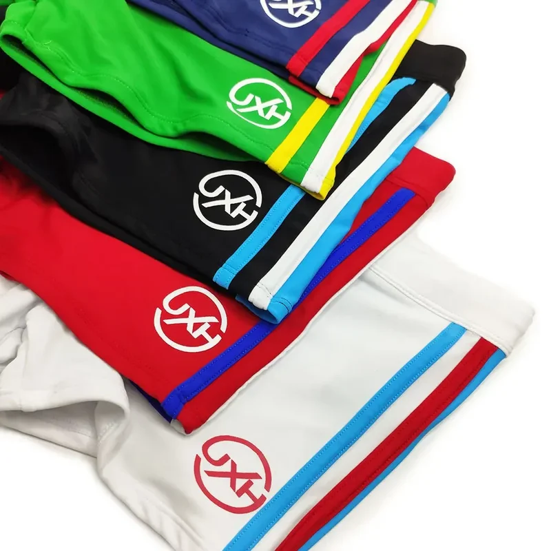 Sexy Swimsuit Beach Quick Drying Trunks Men Swimwear with Zipper Pocket Swimming Boxer Brief Square Leg Bathing Suit Board Short
