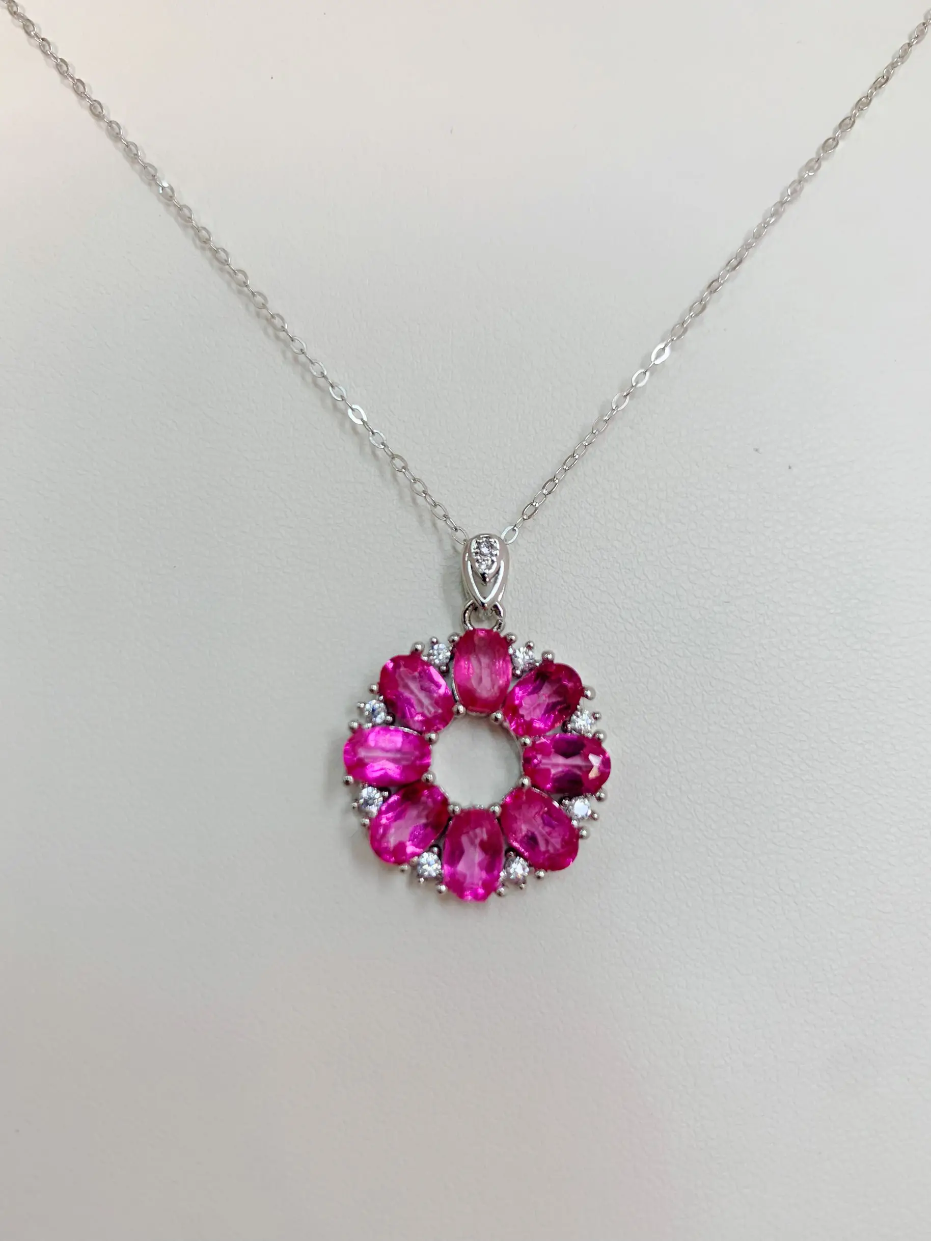 ZECAA Pink Topaz Fine Jewelry Woman Pink Topaz Pendant With Natural Gemstone 4*6mm For Woman Pendant
