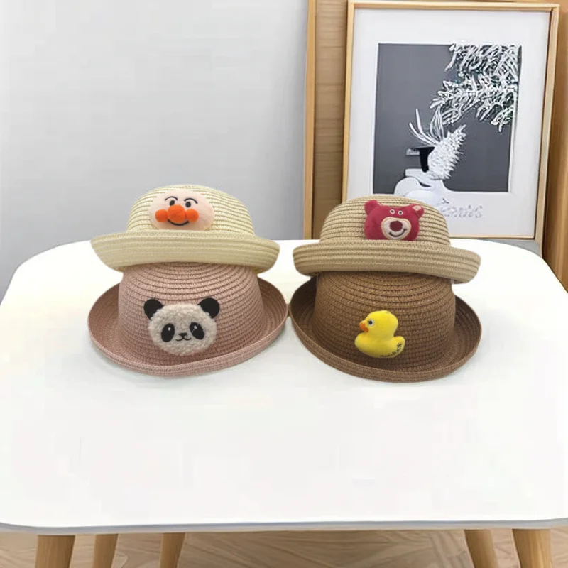 

Children's Cartoon Fashion Curly Top Hat Children's Mixed Color Summer Sun Hat Infant Clothing and Clothing Matching Goods
