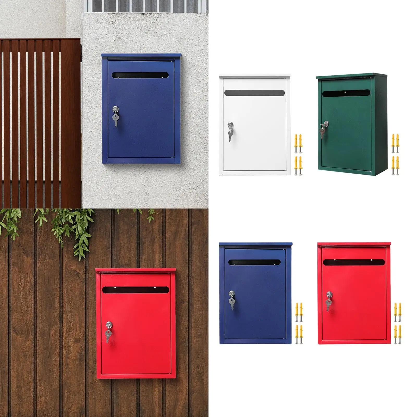Wall Mount Mailbox Outside Reporting Box Entryway Gate Anti Ruse Commercial Rural Apartment Building Heavy Duty Metal Post Box
