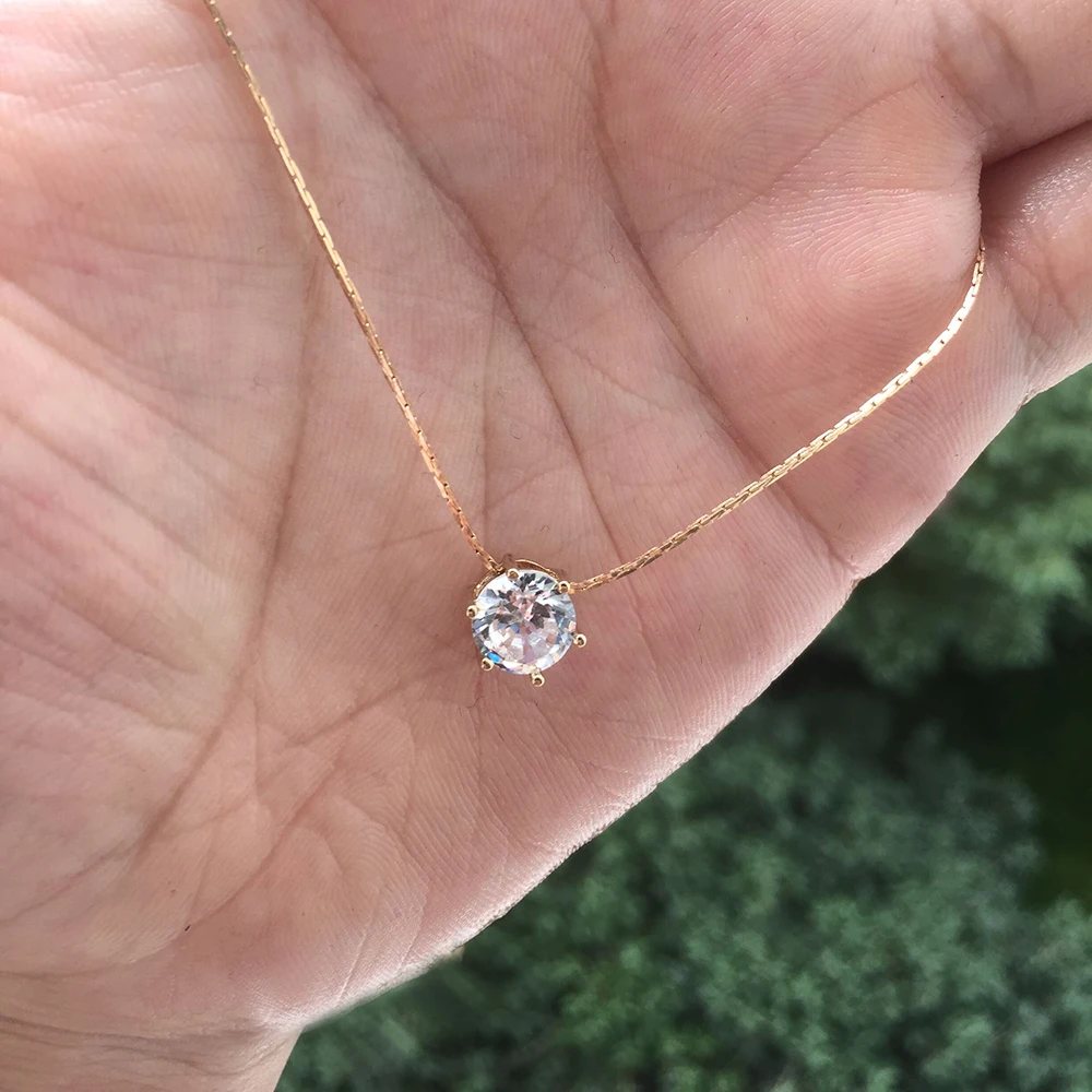Simple Trendy Crystal Zircon Rhinestone Pendant Necklace for Women Charm White Chain Necklack Jewelry Wholesale 1
