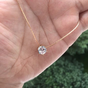 Simple Trendy Crystal Zircon Rhinestone Pendant Necklace for Women Charm White Chain Necklack Jewelry Wholesale 1