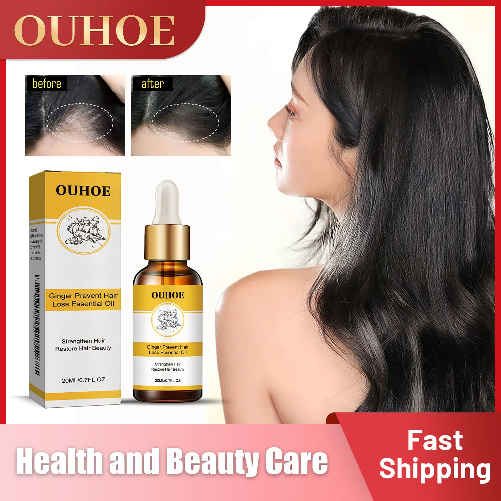 

Ginger Hair Dense Essential Oil Anti Hair Loss Moisturizing Scalp Prevent Baldness Effectively Growth Repair Hairfollicles Serum