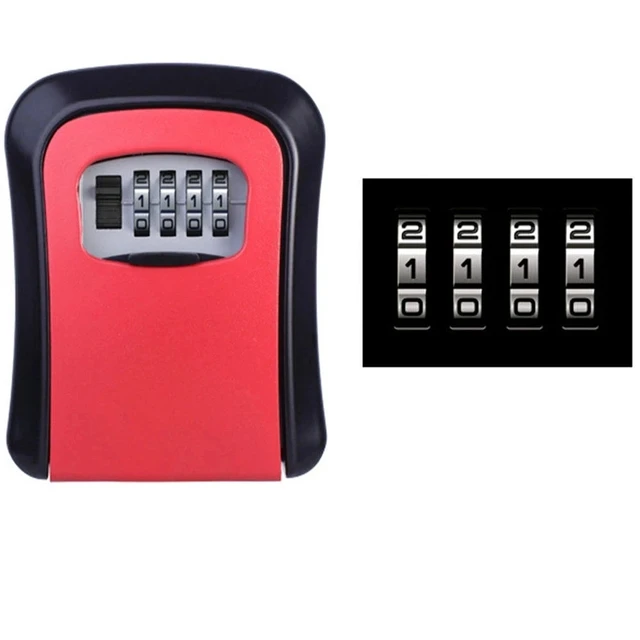 4 Digit Combination Key Lock Box Aluminum Wall Mounted Key Lockbox With Code For House Key Storage Security Protection 4
