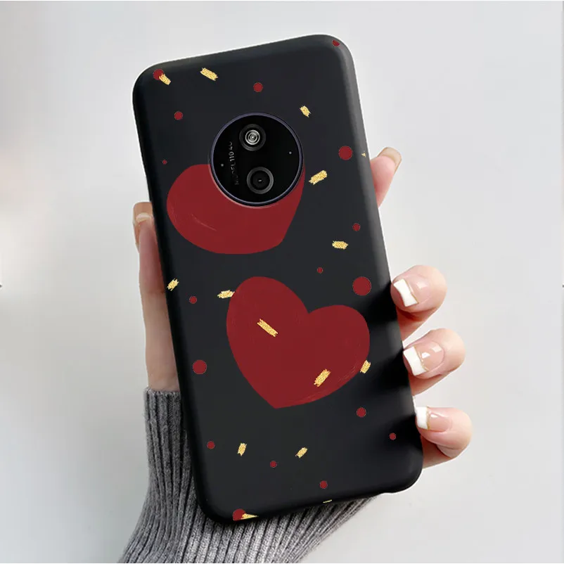 Floral Cartoon Design Soft Silicone Black Phone Case