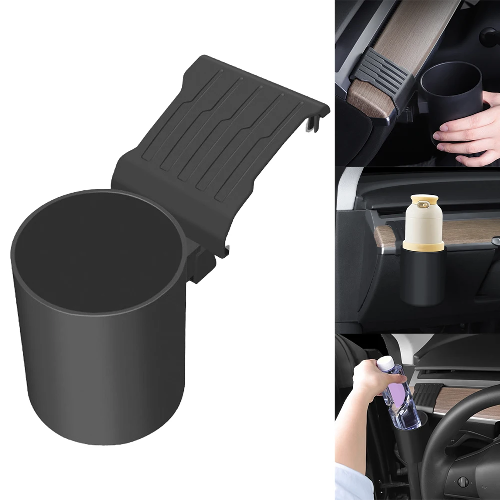 

1x For Tesla Model 3/ Y Instrument Panel Water Cup Holder Central Car Storage Box Black 10cm ABS Mounts & Holders Interior Part