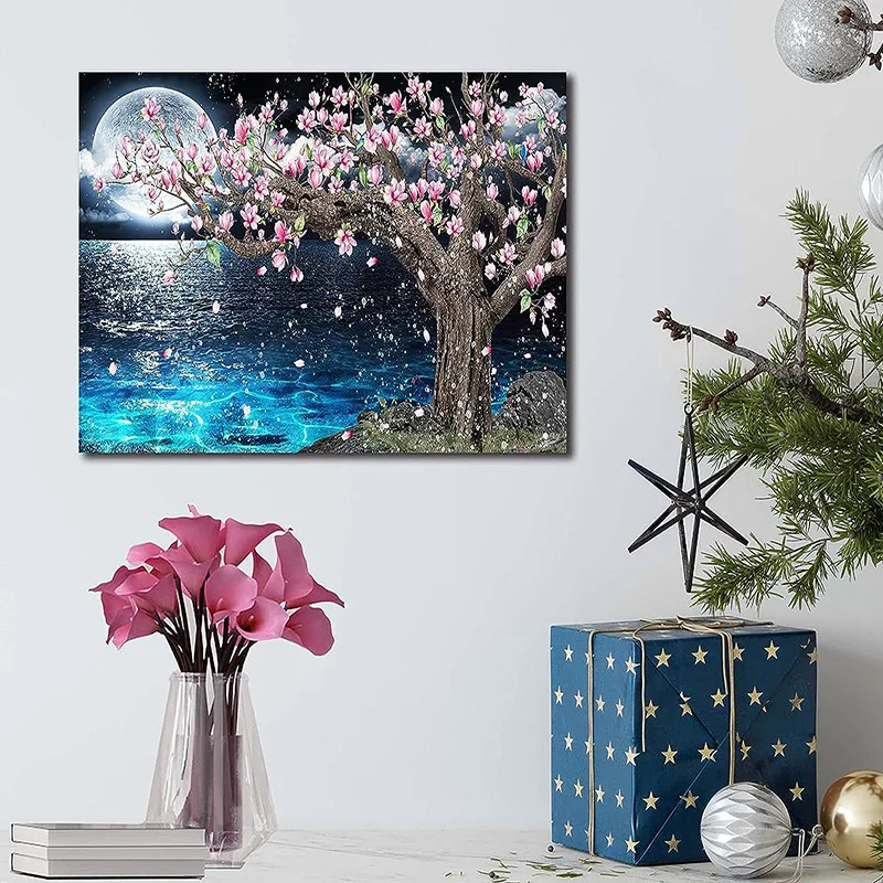 

Modern Wall Art for Bedroom For Living Room Decor Landscape Pictures Moon And Ocean Poster Canvas Prints Painting Cuadros