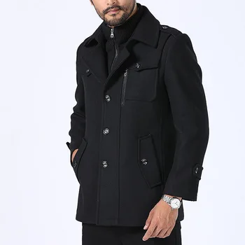 Cappotto di lana Casual da lavoro invernale giacche da uomo cappotti di lana da uomo moda addensare Trench di media lunghezza capispalla caldi solidi 1