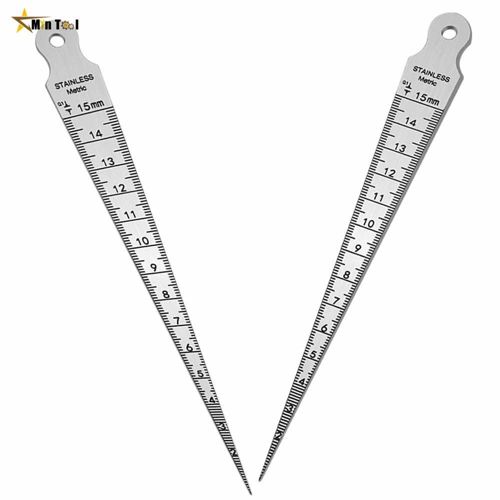 Taper Gauge Feeler 1-15mm Stainless Steel Gap Hole Measuring Tool Double Side Wedge Aperture Scale Measuring Tool