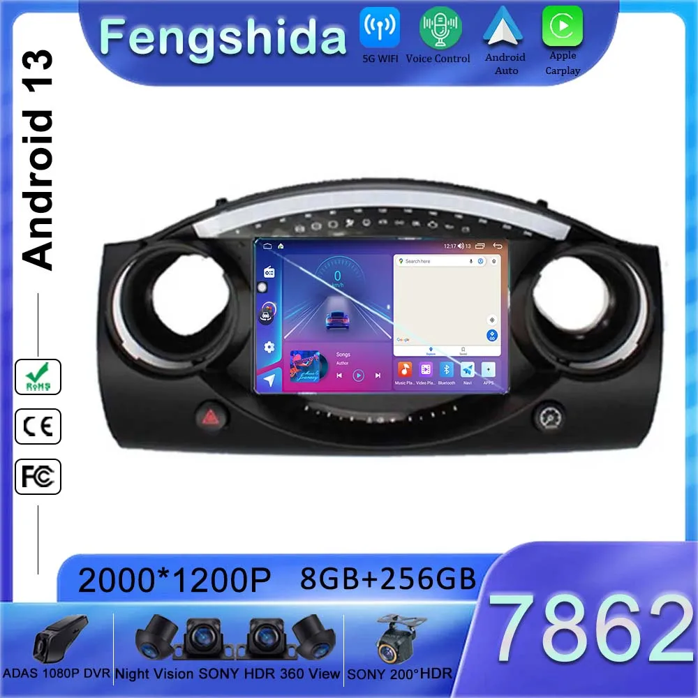 

Android 13 7862 CPU For BMW Mini Cooper S R50 R52 R53 2004 -2007 Radio Navigation GPS Stereo Head Unit Multimedia Player NO 2DIN