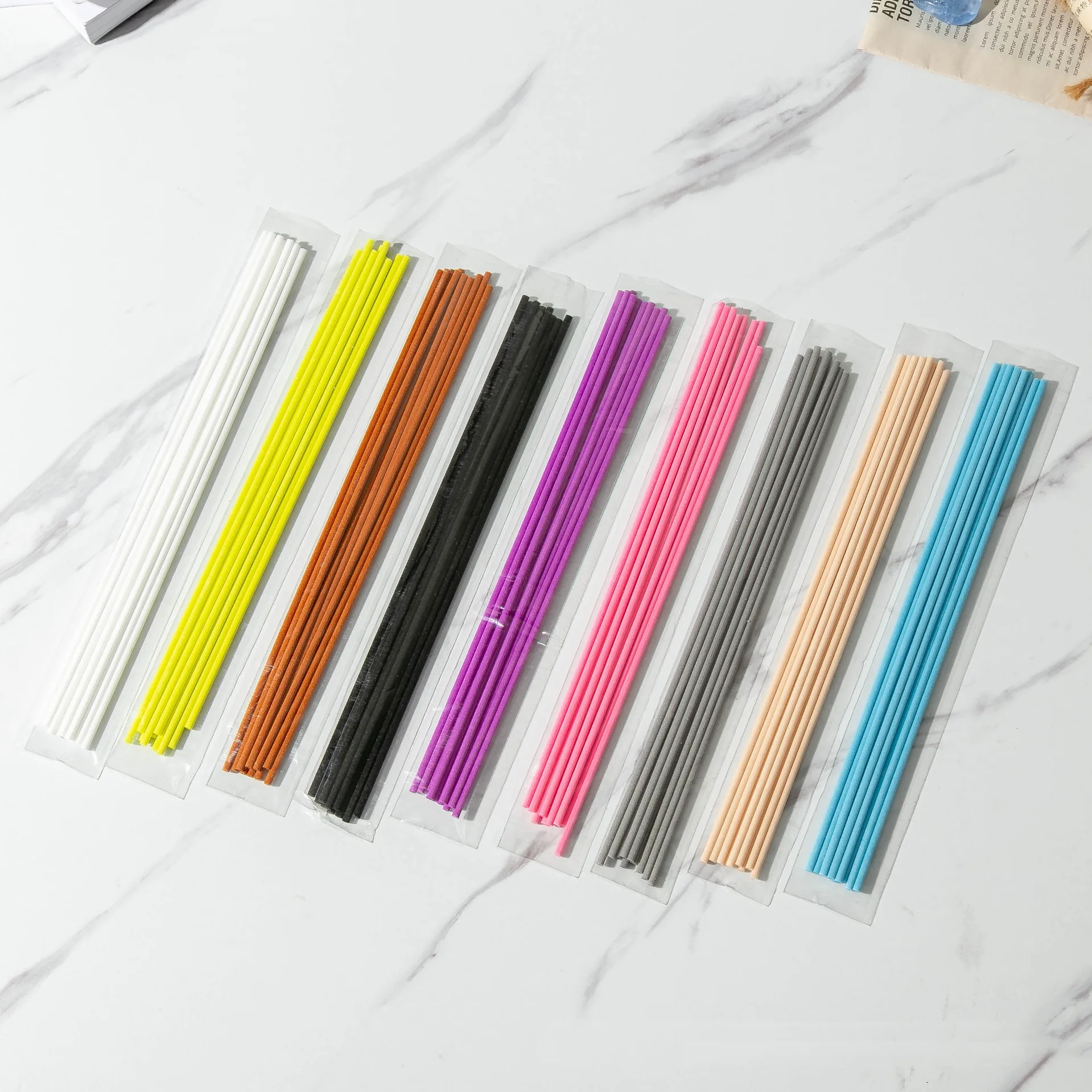 

50PCS 19CMX3MM Colorful Essential Oil Diffusion Fiber Rod for Home Decor Blue/Orange Aromatherapy Fiber Sticks for Reed Diffuser