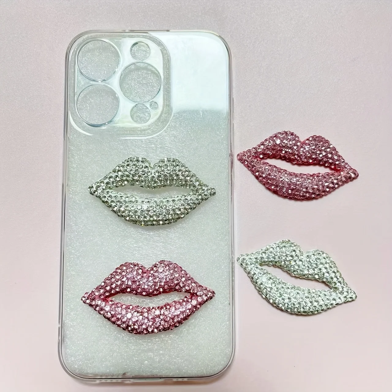 4Pcs 핑크 화이트 전체 다이아몬드 럭셔리 립 나비 활 Starberry 정크 전..