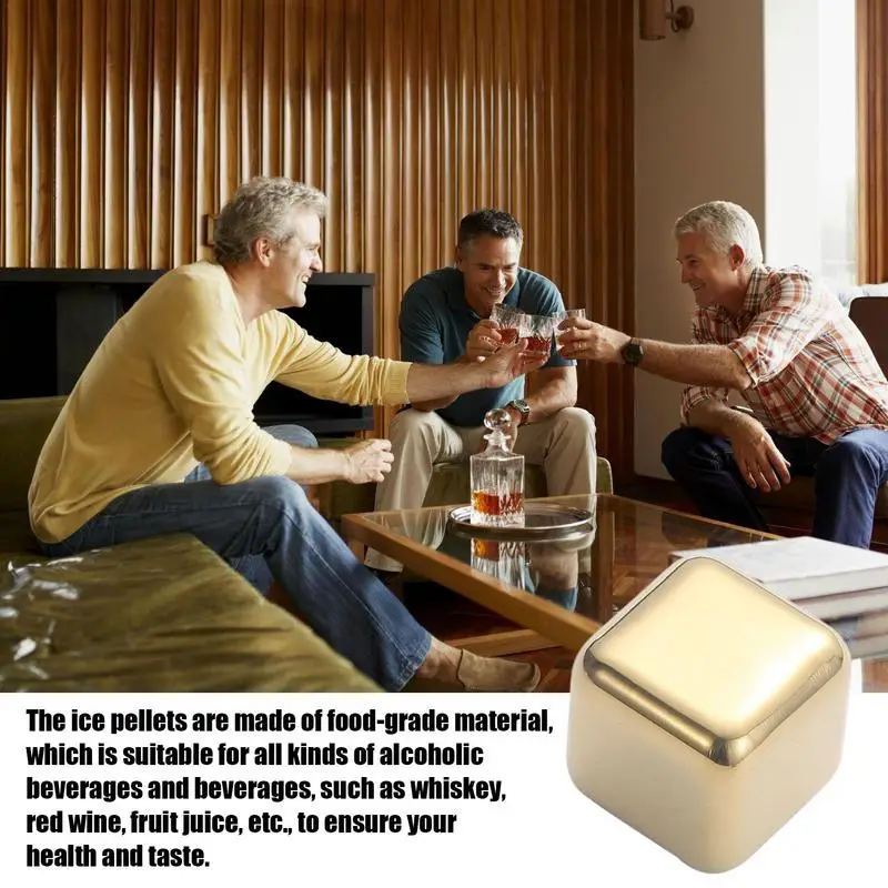304 Durable Reusable Odorless Whiskey Ice Cubes Stainless Steel Chilling Rocks For Drinks Whiskey Vodka Liqueurs Wine Chiller