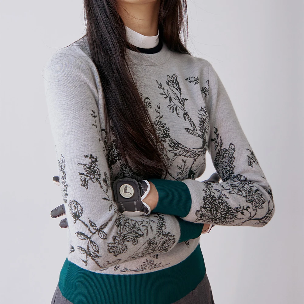 Women's Jacquard Floral Golf Sweater