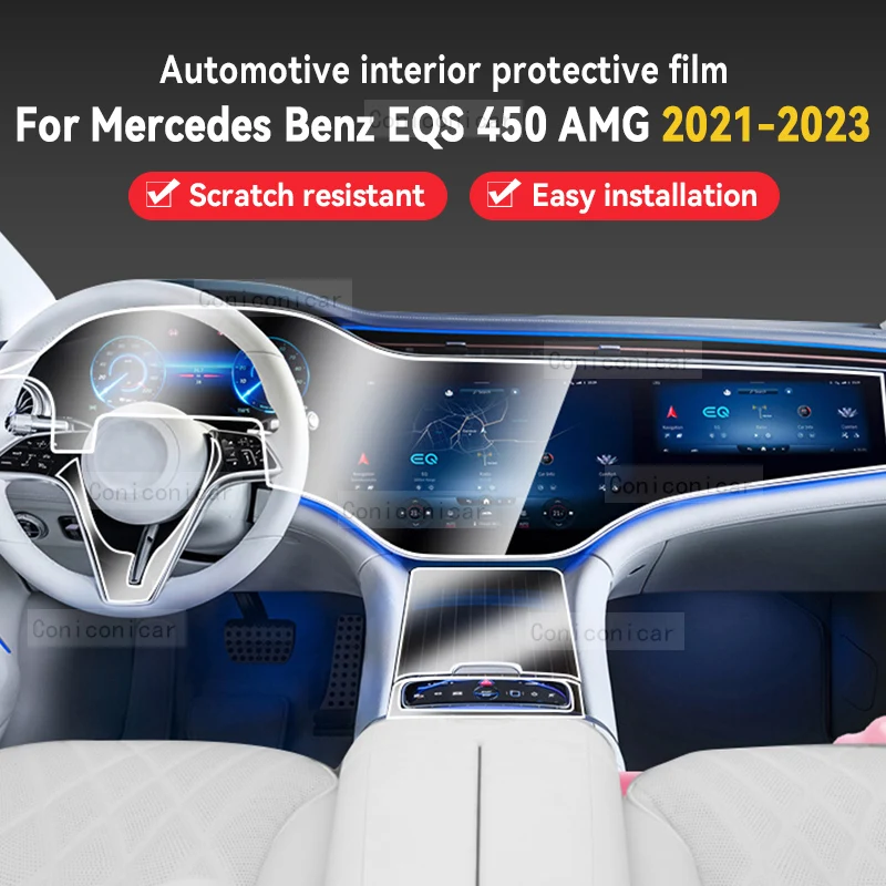 

For Mercedes Benz EQS 2023 Center console shift screen TPU protective film Scratch proof film Auto interior Sticker Accessories