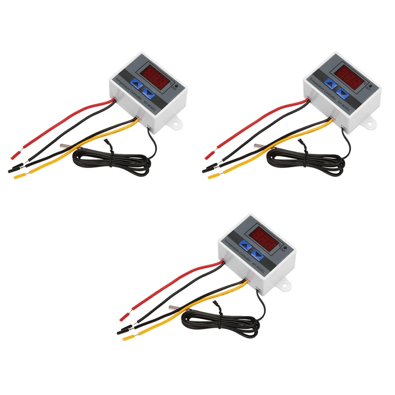 

3X 220V Digital LED Temperature Controller 10A Thermostat Control With Switch Digital Display Incubation Controller