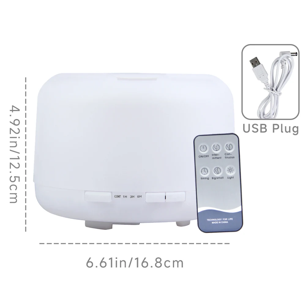 Difusor de óleo essencial 500ml, difusor silencioso de névoa de aromaterapia, umidificador de ar com controle remoto ultrassônico com função de temporização