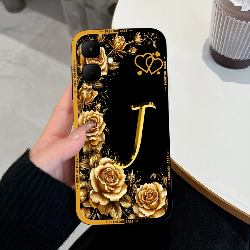 Rose Flower Letter Matte Silicone Shockproof Protective Phone Case