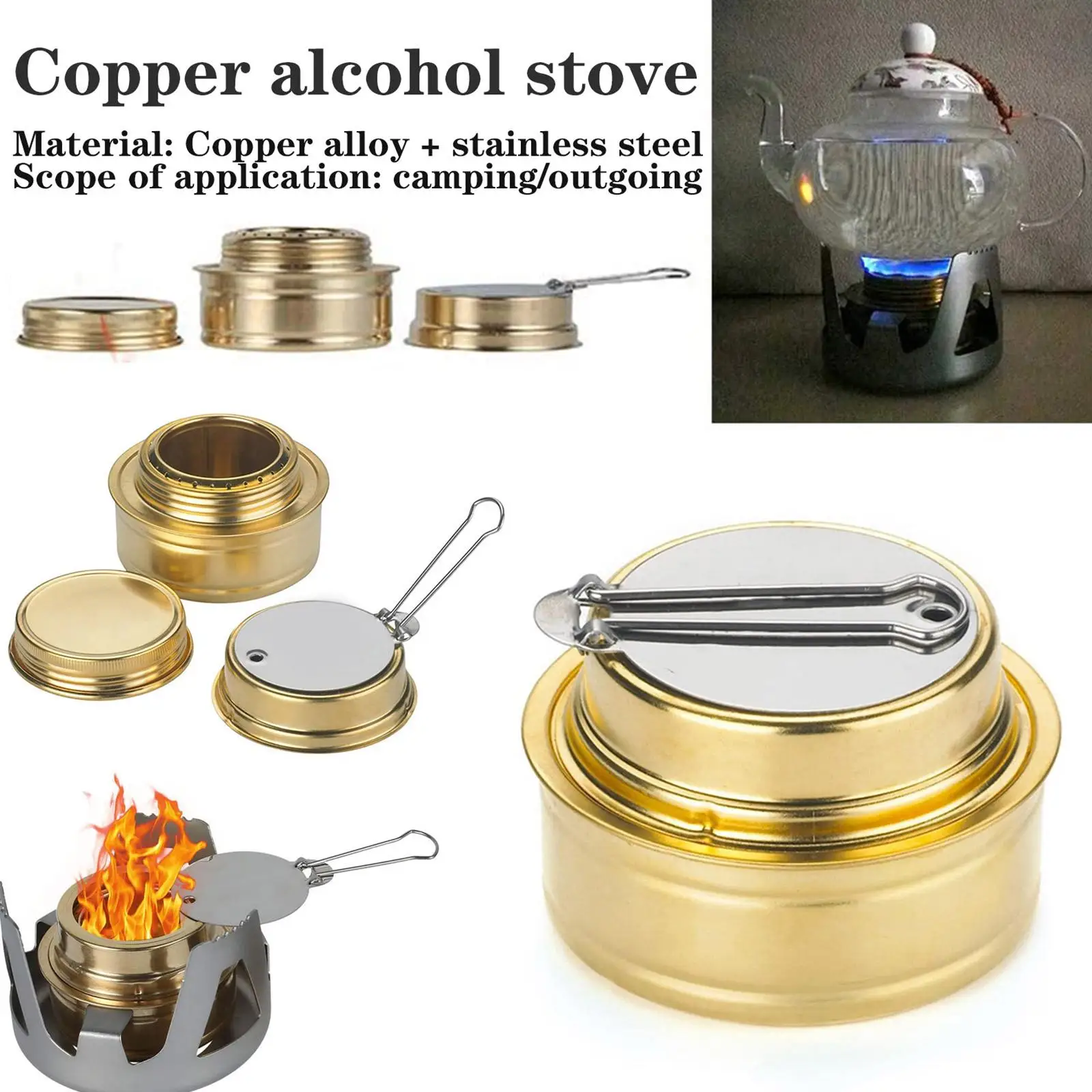 

Portable Mini Alcohol Stove Burner Outdoor Ultralight Backpacking Outdoor Brass Camping Burner Camping Stove Tourist Cookin N5M8