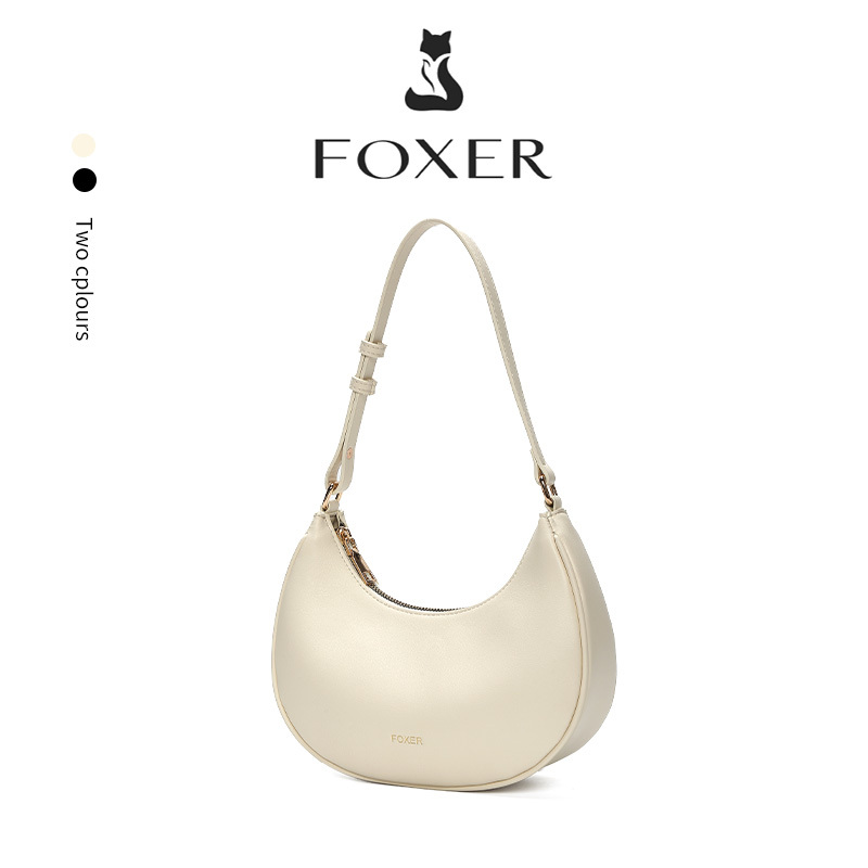 FOXER Brand Casual Women Underarm Shoulder Bag 2025 New Simple Daily Commuting Female Solid Half-moon Hobo Bag Purse as Gift