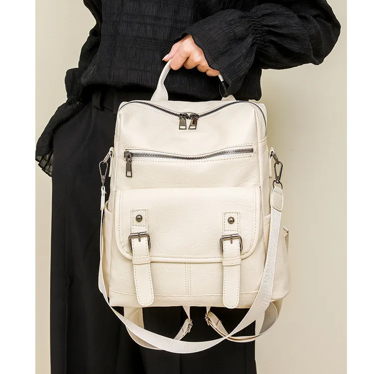 2024 New Korean Retro Women's Backpack Fashion Soft Leather Tassel Multi Functional Travel Backpack Suitable For School Or Travel_voghion.com