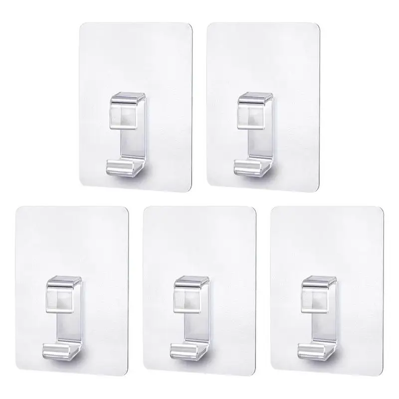 

Transparent Wall Hooks 5pcs Hangers Self Adhesive Door Wall Hangers Hooks For Kitchen Bathroom Accessories