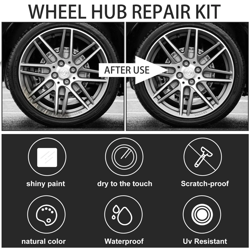 Car Motorcycle Universal DIY Alloy Wheel HUB Scratch Remove Repair Agent Kit Silver Polish Paint for Aluminum Iron Steel Wheels