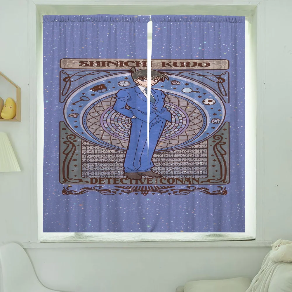 Window Kitchen Curtains for Living Room 2 Pieces Blackout Curtains Door Curtain D-detective C-conan Partition Bedroom Decoration 3
