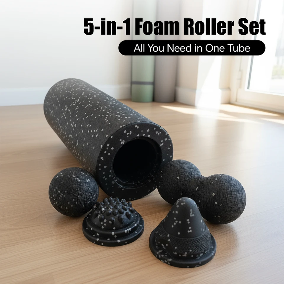Vibrating Foam Roller And Peanut Massage Ball Set For Muscle Relief_voghion.com