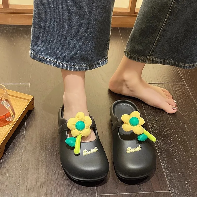 Women fashion Sandals Soft Stitching flower Ladies Sandals Comfortable Flat Sandals Women Open Toe Beach Shoes Woman Footwear