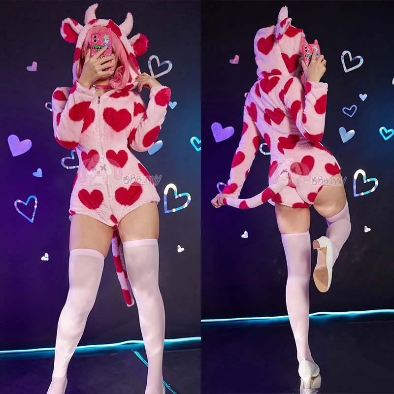 

Симпатичные костюмы для косплея любовной коровы, женский сексуальный костюм из плюшевой глины, кавайное нижнее белье из коровы, Униформа, мультяшный комбинезон, Пижама