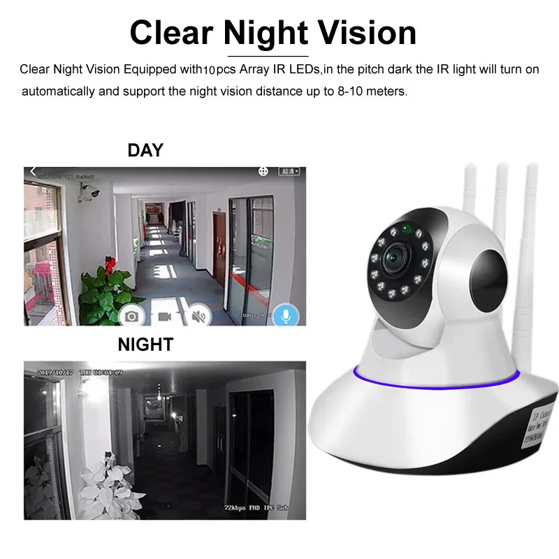 무선 와이파이 카메라 홈 보안 감시 실내 IP 카메라, 모션 감지 360 PTZ 카메라, 보안 카메라 베이비 모니터, 1080P