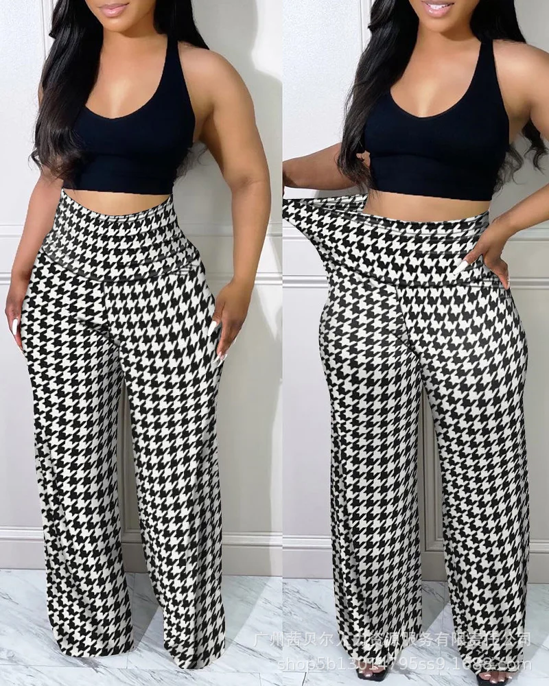 

Trousers Women 2023 New Houndstooth High-waisted Pants Women