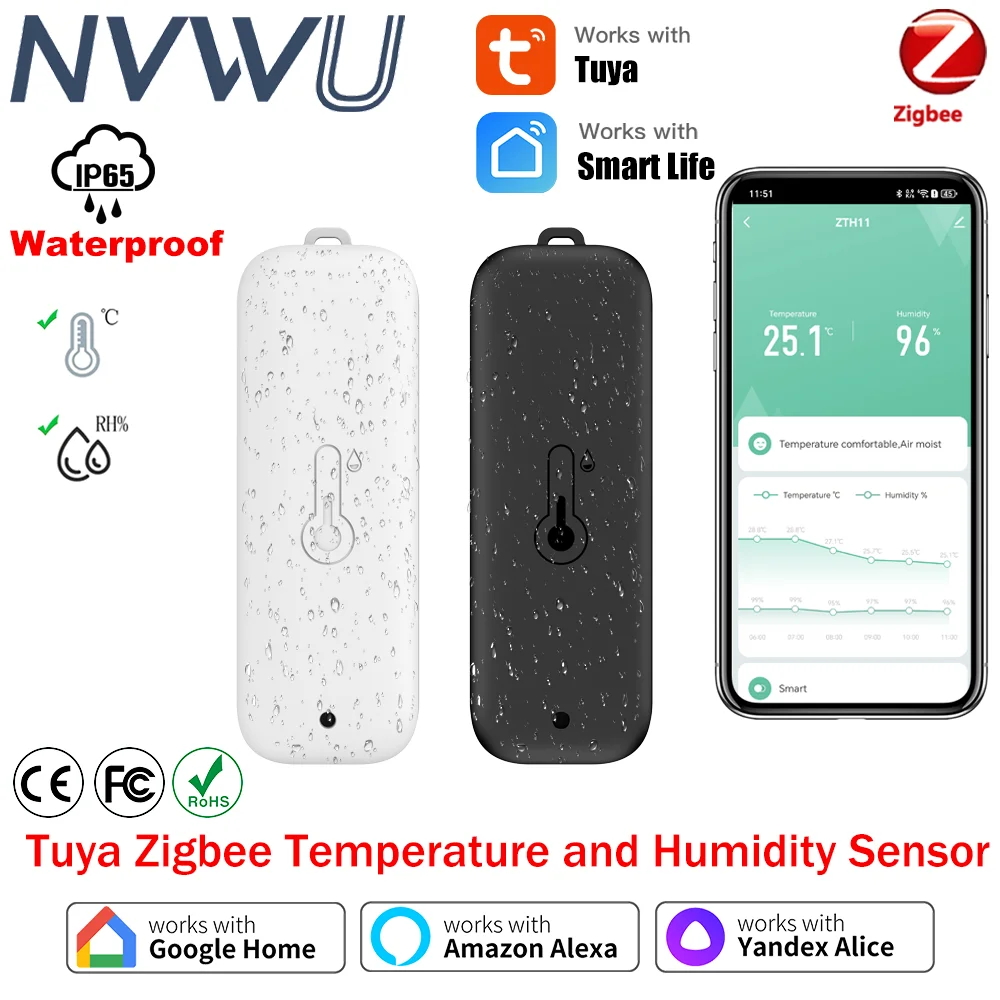 Tuya Zigbee Temperature Humidity Sensor IP65 Waterproof Thermometer ...
